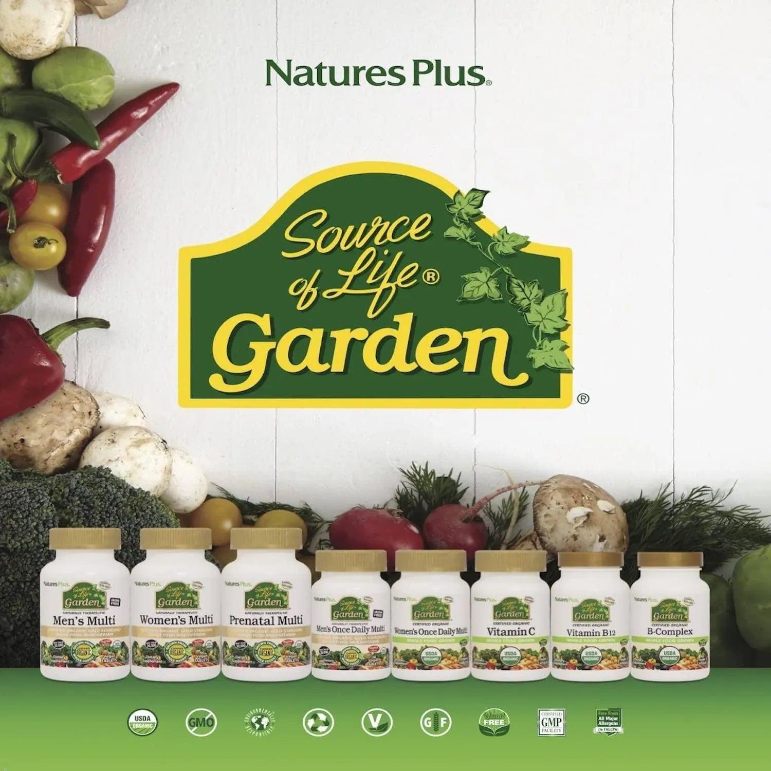 NaturesPlus Source of Life Garden Iron 18mg 30 Vegan Capsules Certified Organic USDA Organic Gluten Free Non-GMO Whole Food Grown