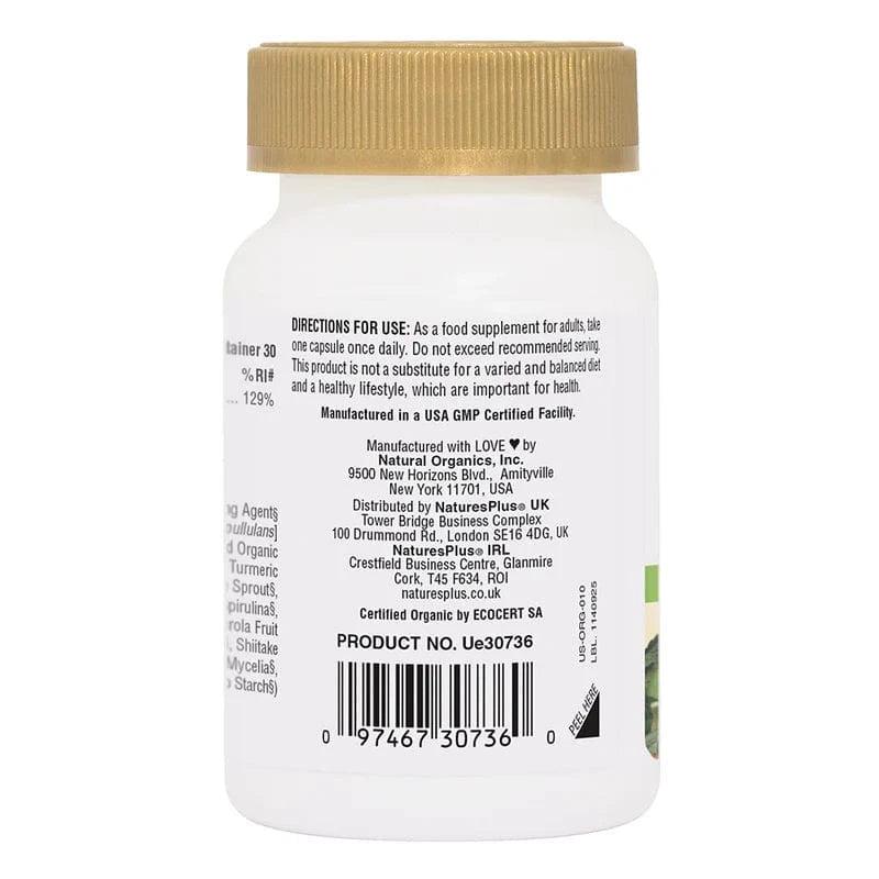 NaturesPlus Source of Life Garden Iron 18mg 30 Vegan Capsules Certified Organic USDA Organic Gluten Free Non-GMO Whole Food Grown