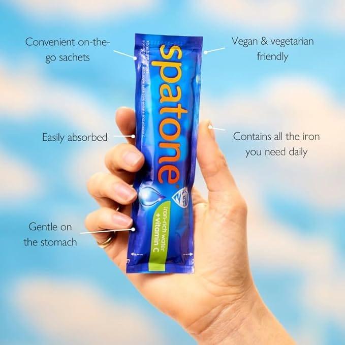 Spatone Apple Liquid Iron Supplement 28 Sachets, Iron-rich water + Vitamin C, Delicious Apple Taste
