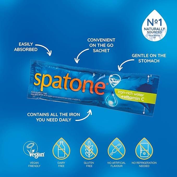 Spatone Apple Liquid Iron Supplement 28 Sachets, Iron-rich water + Vitamin C, Delicious Apple Taste