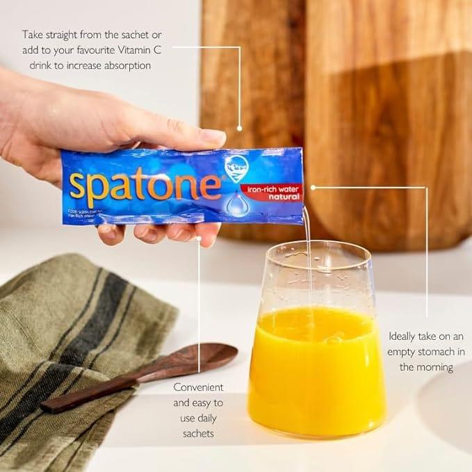 Spatone Natural Liquid Iron Supplement 28 Sachets, daily iron shots, iron helps release energy, gentle & easily absorbed