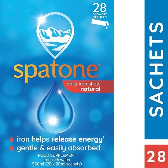 Spatone Natural Liquid Iron Supplement 28 Sachets, daily iron shots, iron helps release energy, gentle & easily absorbed