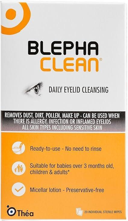 Blephaclean Wipes 20 Sterile, Preservative-Free, For Blepharitis, Dry Eye & Sensitive Skin