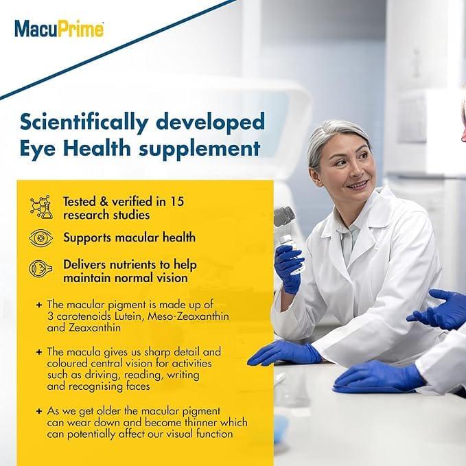 MacuPrime Eye Health Supplement - Triple Carotenoid Formula with Lutein, Meso-Zeaxanthin, Zeaxanthin - 30 Capsules