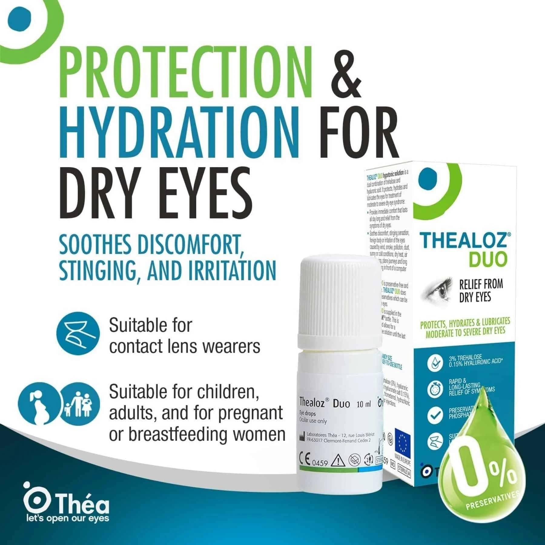 Thealoz Duo Eye Drops 10 ml Trehalose 3% Sodium Hyaluronate 0.15% Preservative Free