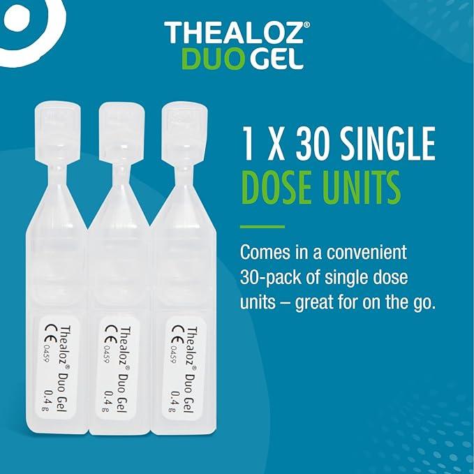 Thealoz Duo Gel for Dry Eyes - 30 Single Doses - Relief, Protects, Hydrates & Lubricates, Preservative-free, Long-lasting relief, Suitable for contact lens wearers