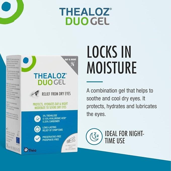 Thealoz Duo Gel for Dry Eyes - 30 Single Doses - Relief, Protects, Hydrates & Lubricates, Preservative-free, Long-lasting relief, Suitable for contact lens wearers