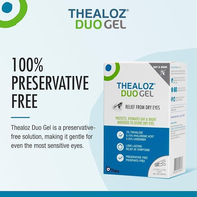 Thealoz Duo Gel for Dry Eyes - 30 Single Doses - Relief, Protects, Hydrates & Lubricates, Preservative-free, Long-lasting relief, Suitable for contact lens wearers