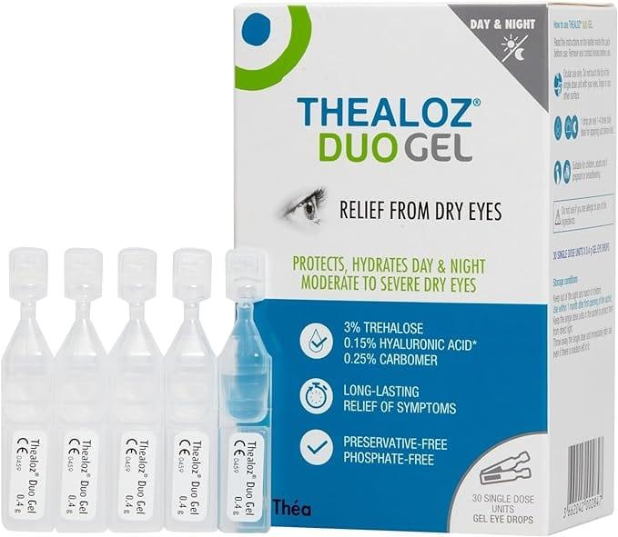 Thealoz Duo Gel for Dry Eyes - 30 Single Doses - Relief, Protects, Hydrates & Lubricates, Preservative-free, Long-lasting relief, Suitable for contact lens wearers