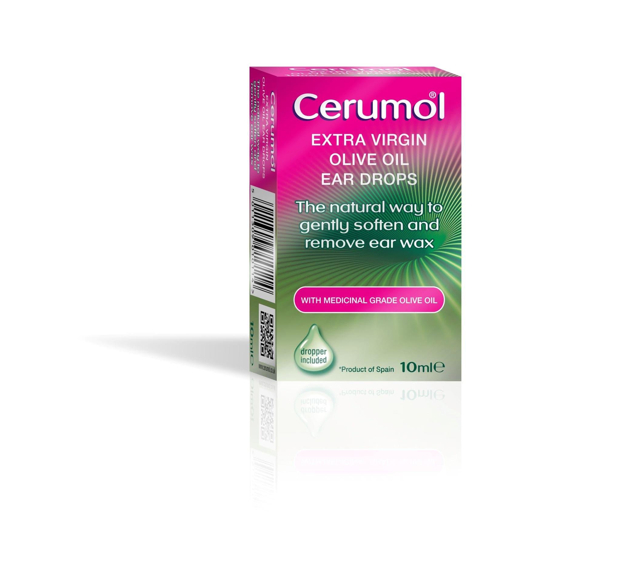 Cerumol Olive Oil Ear Drops 10ml - Gently Soften & Remove Ear Wax with Extra Virgin Olive Oil