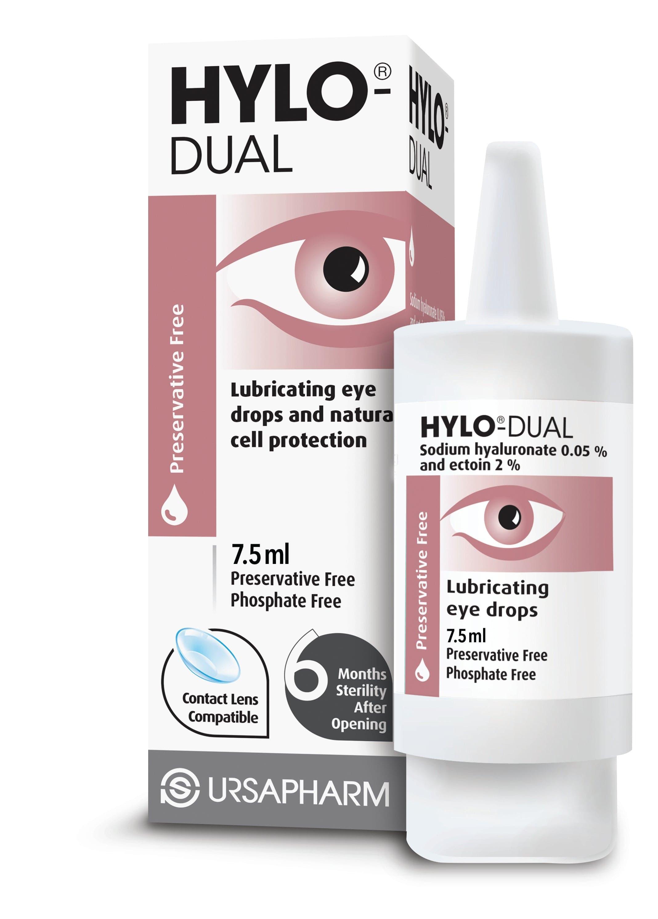 HYLO Dual Eye Drops 7.5ml Preservative Free Contact Lens Compatible