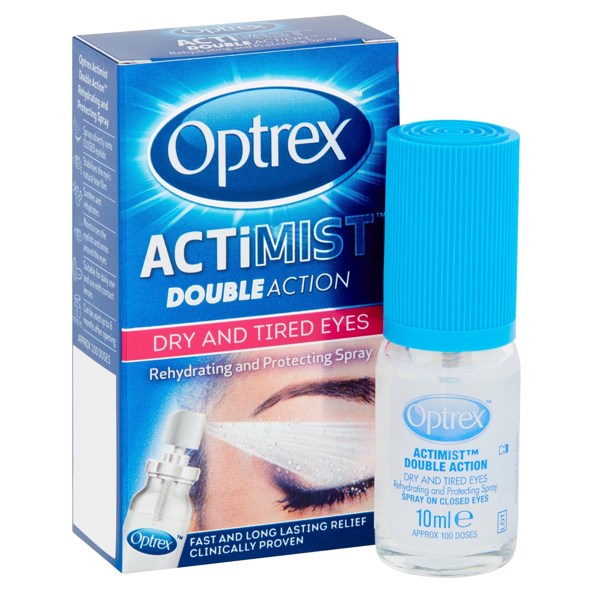 Optrex Actimist Eye Spray for Dry and Tired Eyes 10ml - Double Action, Rehydrating and Protecting, Fast Relief