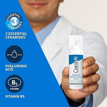 CeraVe Hydrating Hyaluronic Acid Serum, 30ml, with Ceramides, Vitamin B5 & MVE Delivery Technology
