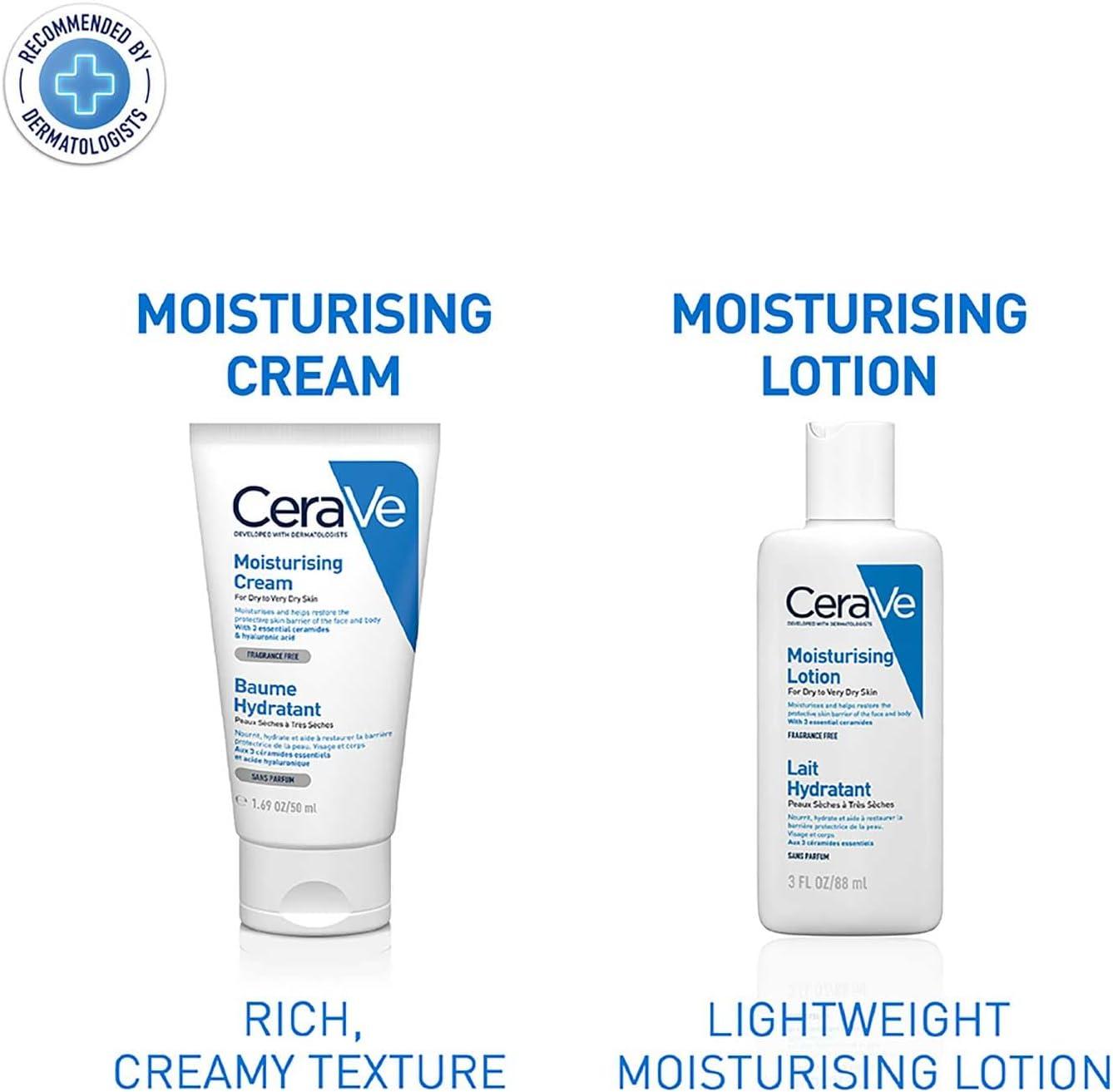CeraVe Moisturising Cream for Dry Skin, Size 50ml, Fragrance Free, Ceramides & Hyaluronic Acid
