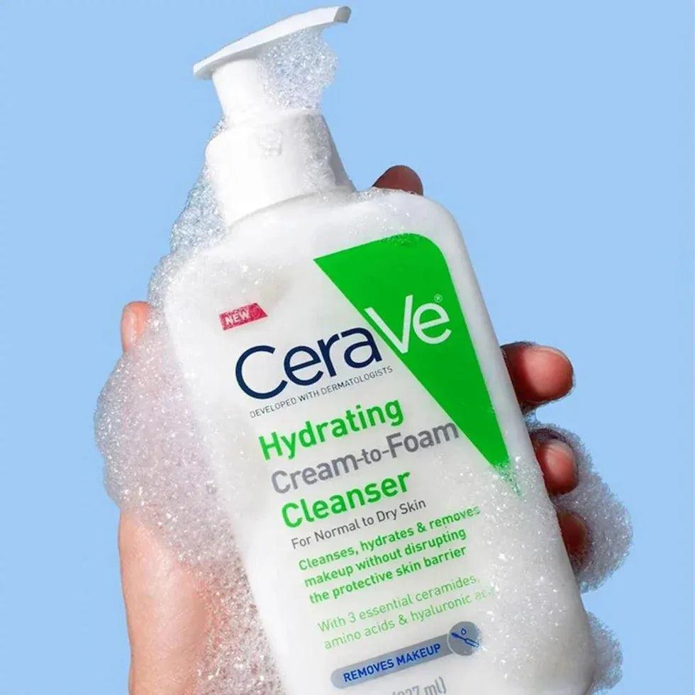 CeraVe Cream-to-Foam Cleanser for Normal to Dry Skin - Removes Makeup, Hydrating, With Ceramides, Hyaluronic Acid - 236ml