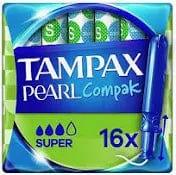 Tampax Pearl Compak Super Tampons 18 Count - Size S - Our No.1 for Comfort, Protection & Discretion - Fragrance-Free, MotionFit, LeakGuard Braid, OEKO-TEX Certified