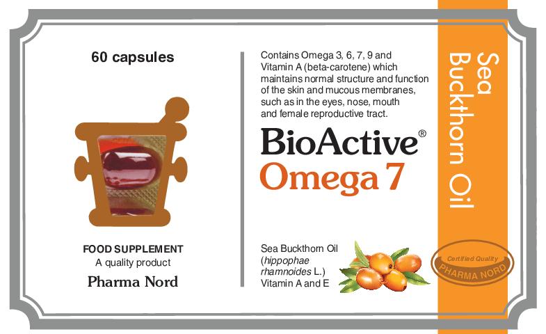 BioActive Omega 7 Supplement - 60 Capsules - Sea Buckthorn Oil, Omega 3, 6, 7, 9, Vitamin A, Pharma Nord