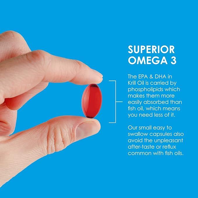Cleanmarine Krill Oil 60 Capsules | Highly Absorbable Omega-3 | Heart, Brain, Vision & Immunity Support | Pure & Sustainable with Vitamin D | EPA & DHA