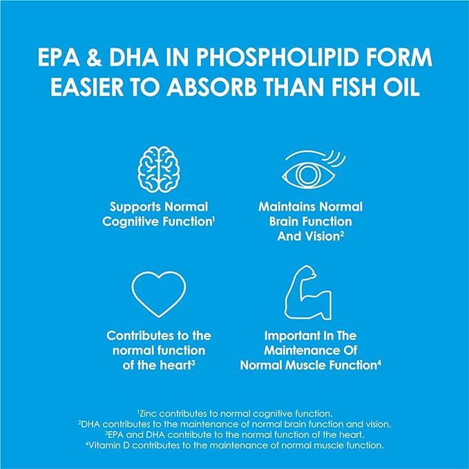 Cleanmarine Krill Oil 60 Capsules | Highly Absorbable Omega-3 | Heart, Brain, Vision & Immunity Support | Pure & Sustainable with Vitamin D | EPA & DHA