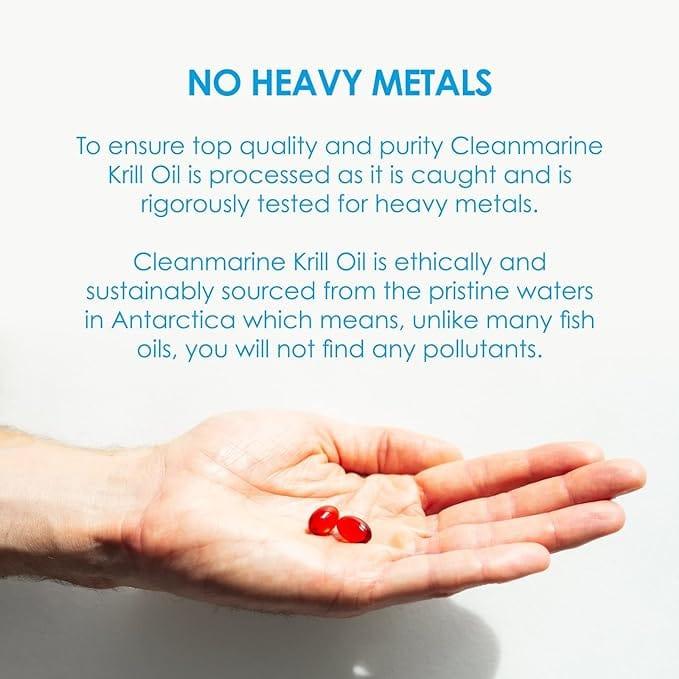Cleanmarine Krill Oil 60 Capsules | Highly Absorbable Omega-3 | Heart, Brain, Vision & Immunity Support | Pure & Sustainable with Vitamin D | EPA & DHA
