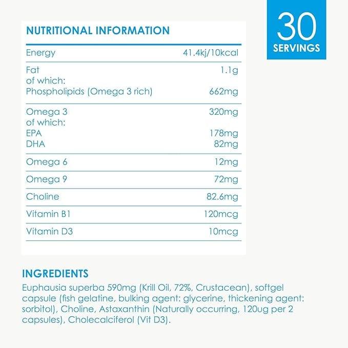 Cleanmarine Krill Oil 60 Capsules | Highly Absorbable Omega-3 | Heart, Brain, Vision & Immunity Support | Pure & Sustainable with Vitamin D | EPA & DHA
