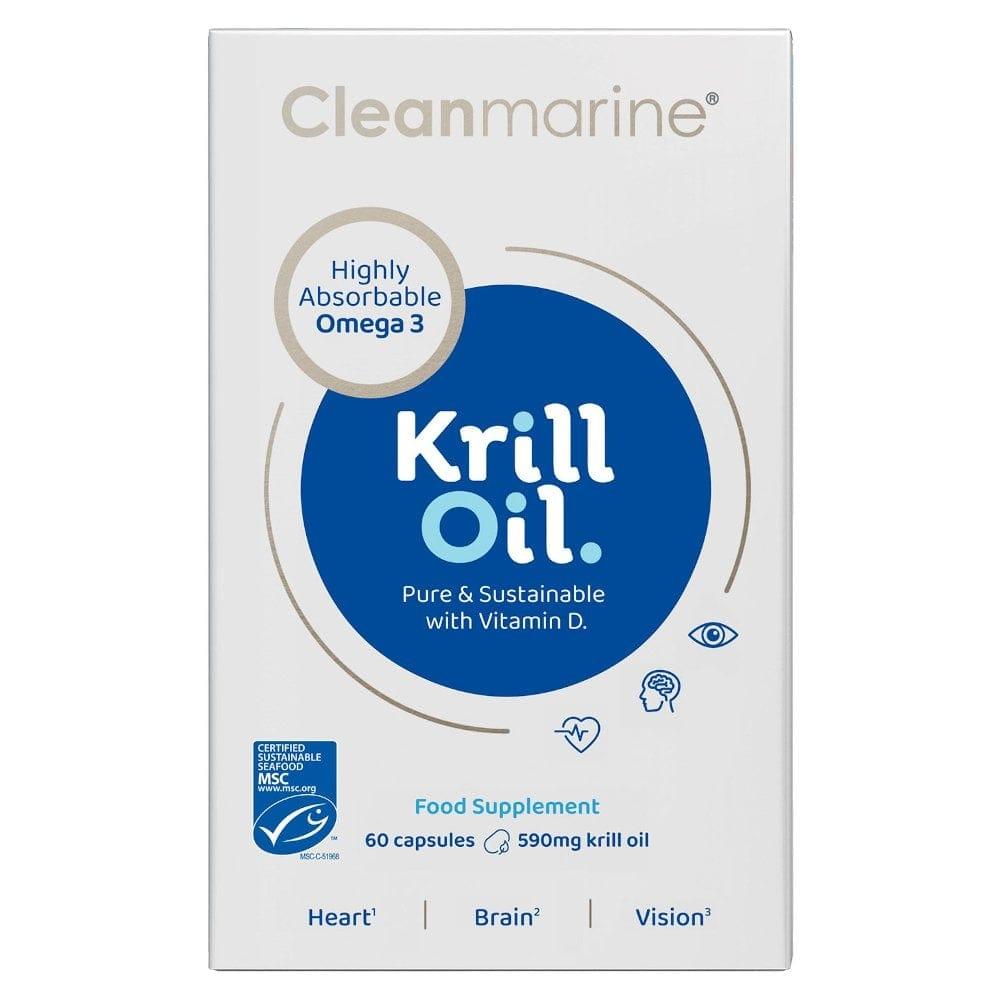 Cleanmarine Krill Oil 60 Capsules | Highly Absorbable Omega-3 | Heart, Brain, Vision & Immunity Support | Pure & Sustainable with Vitamin D | EPA & DHA
