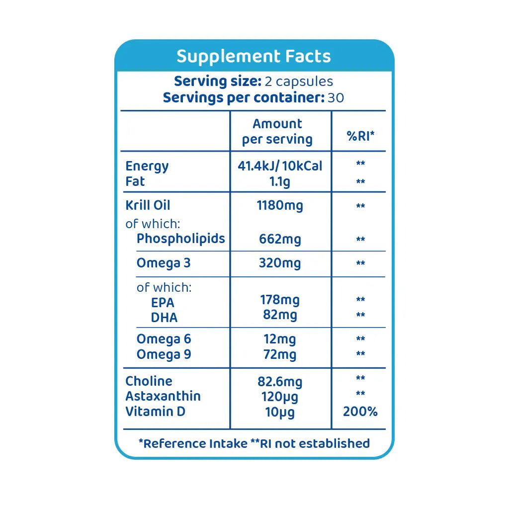 Cleanmarine Krill Oil 60 Capsules | Highly Absorbable Omega-3 | Heart, Brain, Vision & Immunity Support | Pure & Sustainable with Vitamin D | EPA & DHA