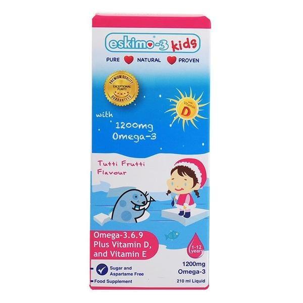Eskimo-3 Kids Omega-3,6,9 + Vitamin D & E Tutti Frutti Flavor 210ml - 1-12 Years