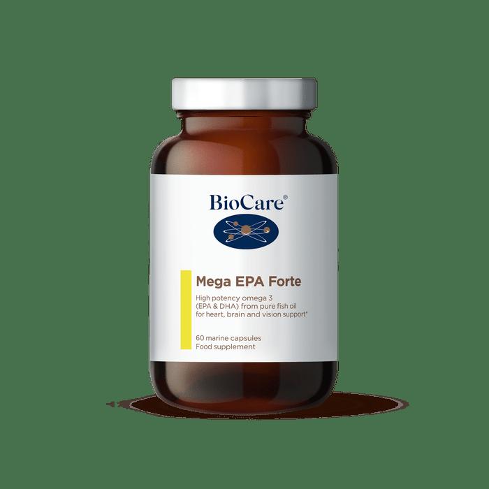 BioCare Mega EPA Forte High Potency Omega 3 Fish Oil Capsules 60 Marine Capsules for Heart Brain Vision Support 790mg EPA 530mg DHA Triglyceride Form