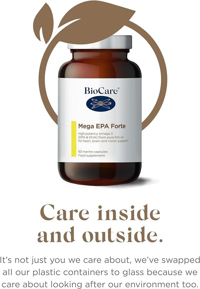 BioCare Mega EPA Forte High Potency Omega 3 Fish Oil Capsules 60 Marine Capsules for Heart Brain Vision Support 790mg EPA 530mg DHA Triglyceride Form