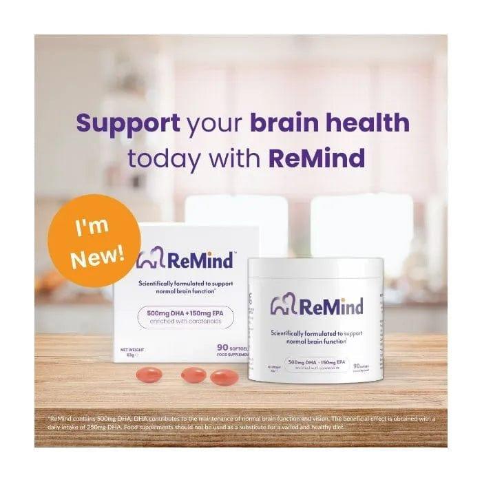 ReMind Brain Supplement 500mg DHA + 150mg EPA 90 Pack Enriched with carotenoids