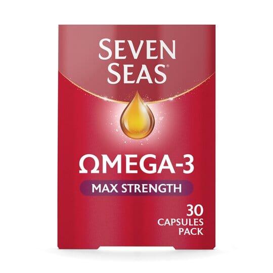 Seven Seas Omega-3 Max Strength Capsules 30 Pack - Fish Oil & Vitamin D for Heart, Brain, Eyes & Blood Pressure