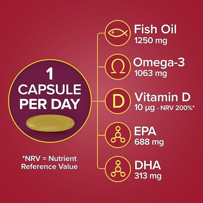 Seven Seas Omega-3 Max Strength Capsules 30 Pack - Fish Oil & Vitamin D for Heart, Brain, Eyes & Blood Pressure