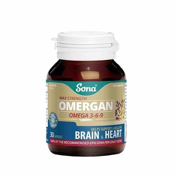 Sona Omergan Omega 3-6-9 Capsules 30 Pack - Supports Brain & Heart Health
