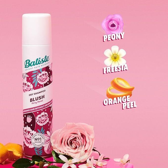 Batiste Dry Shampoo Blush - Instant Hair Refresh, Floral & Flirty Scent, 200ml, Removes Oil, Adds Volume