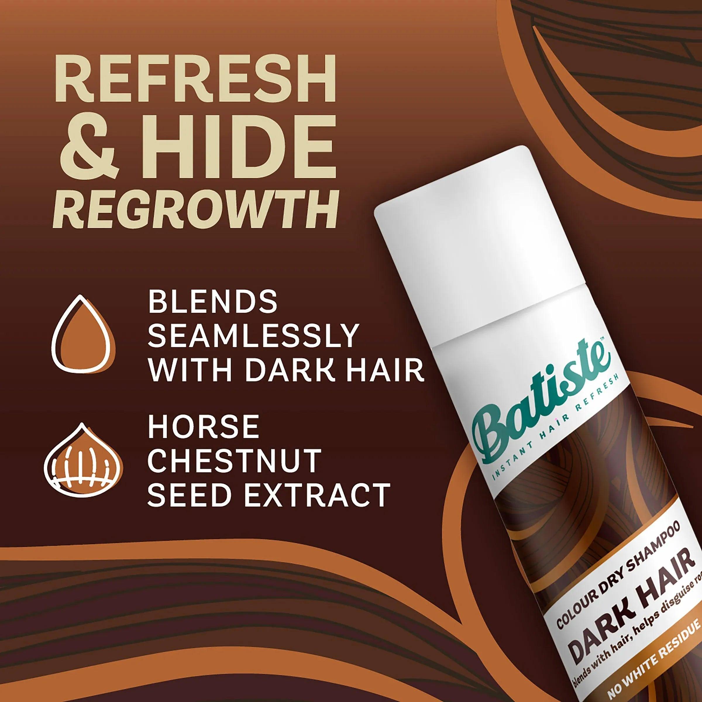 Batiste Dry Shampoo Dark Hair 200ml - No White Residue
