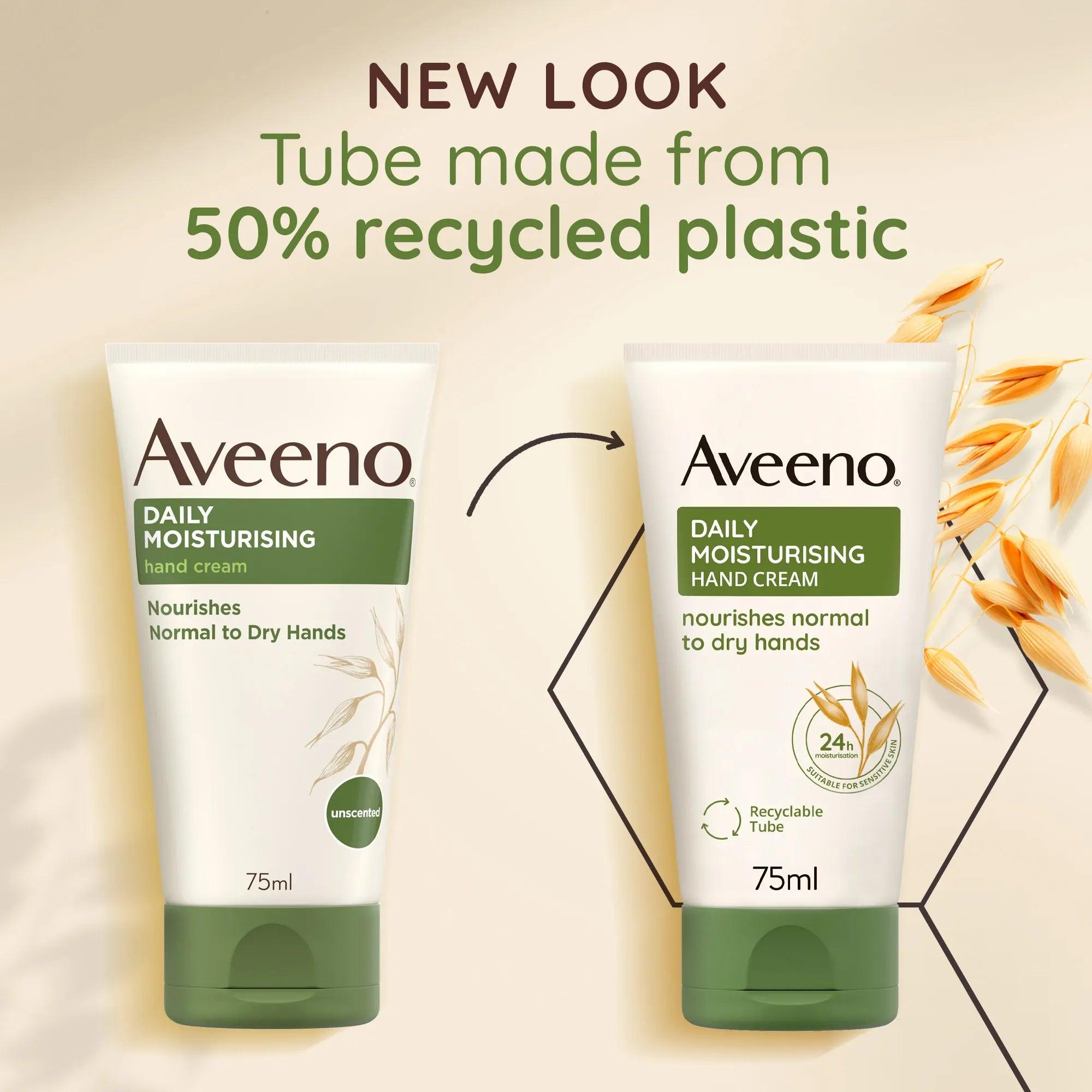 Aveeno Daily Moisturising Hand Cream, Nourishes Normal to Dry Hands, Unscented, Suitable for Sensitive Skin, Size 75ml