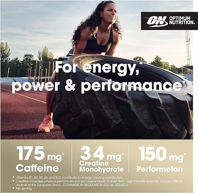 Optimum Nutrition Gold Standard Pre-Workout Fruit Punch, 175mg Caffeine, 3.4g Creatine, Size 330g, For Energy, Focus, Power and Performance