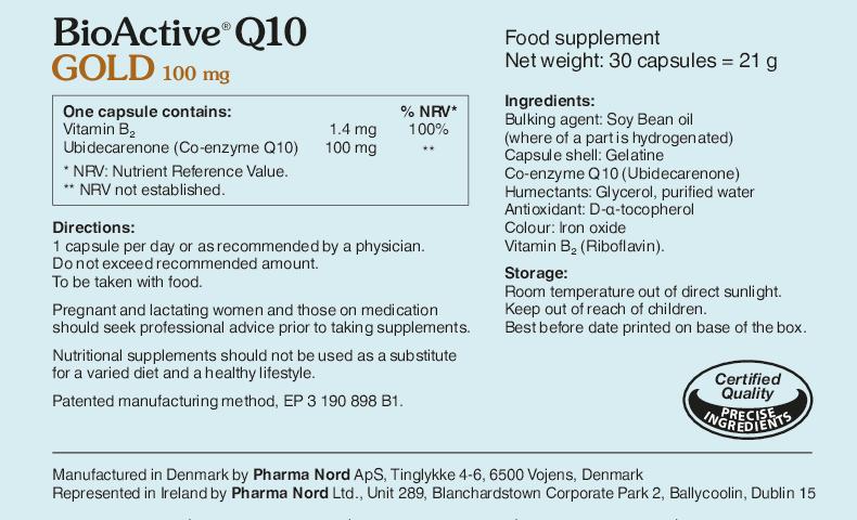 BioActive Q10 Gold 100mg 30 Capsules - Energy Metabolism Supplement