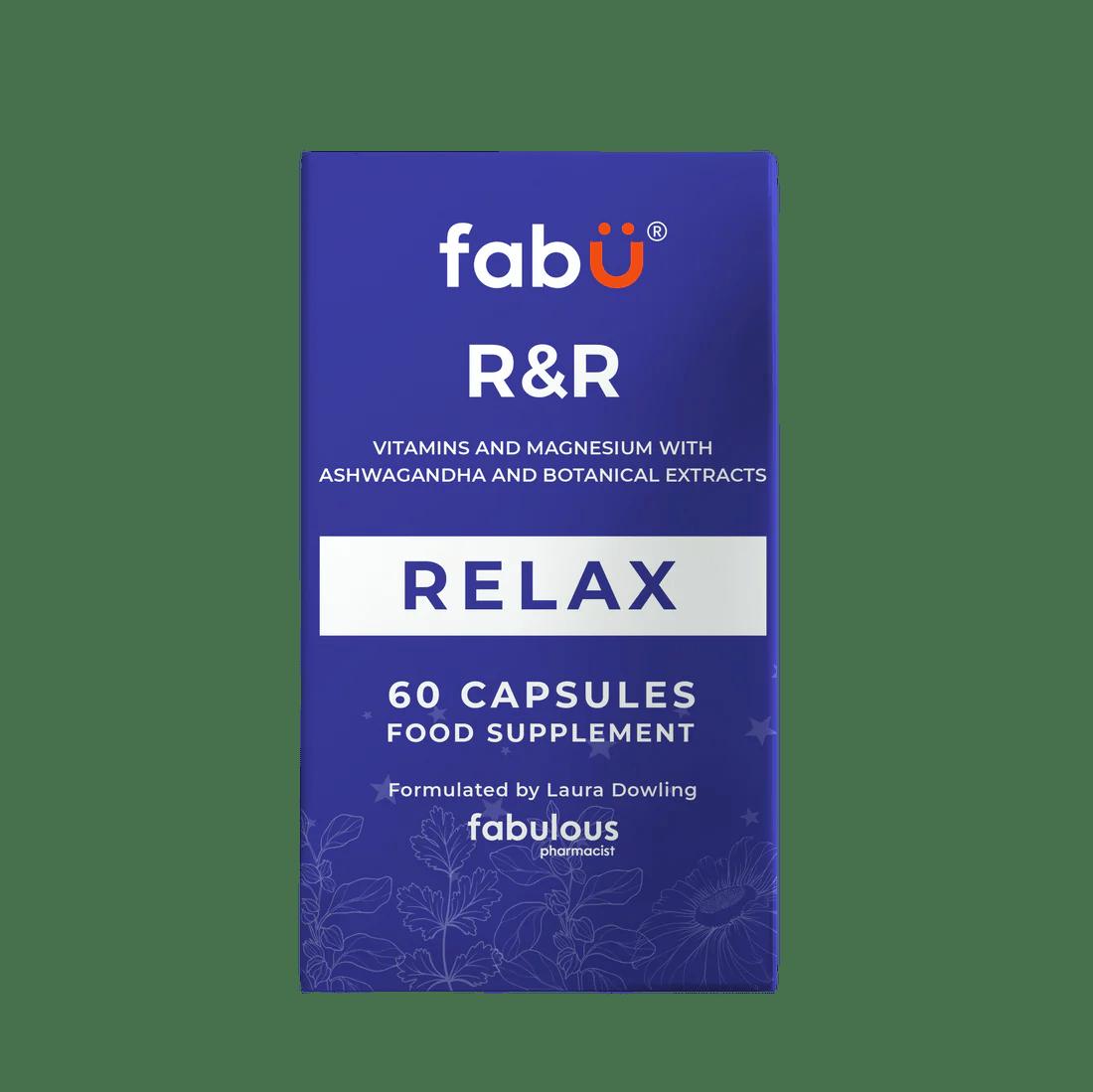 FabU R&R Relax 60 Capsules Supplement with Ashwagandha and Botanical Extracts