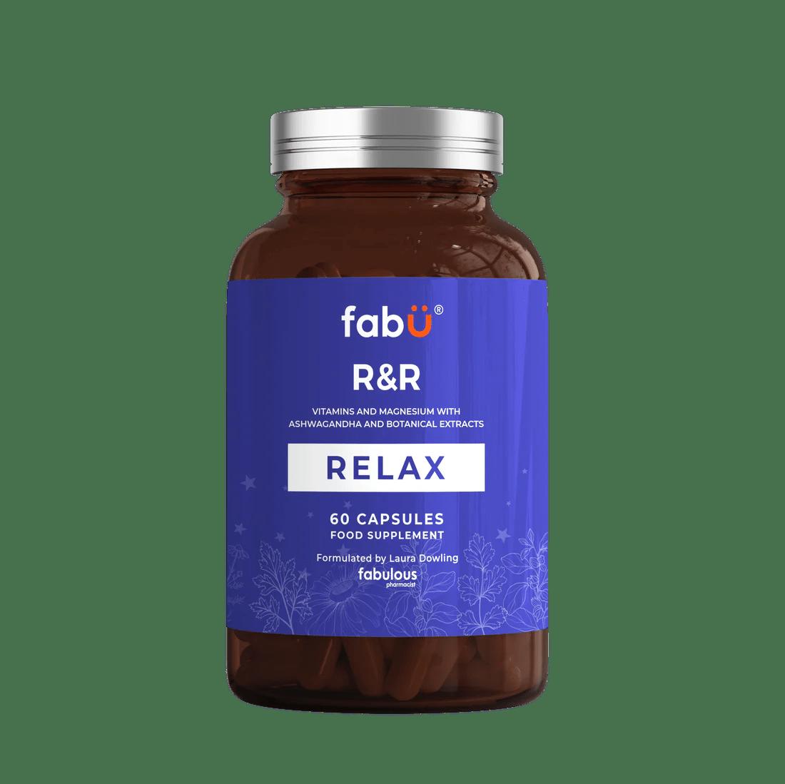 FabU R&R Relax 60 Capsules Supplement with Ashwagandha and Botanical Extracts
