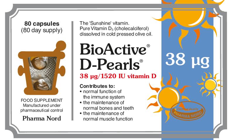 BioActive D-Pearls 38mcg Vitamin D Supplement 80 Capsules Pharma Nord