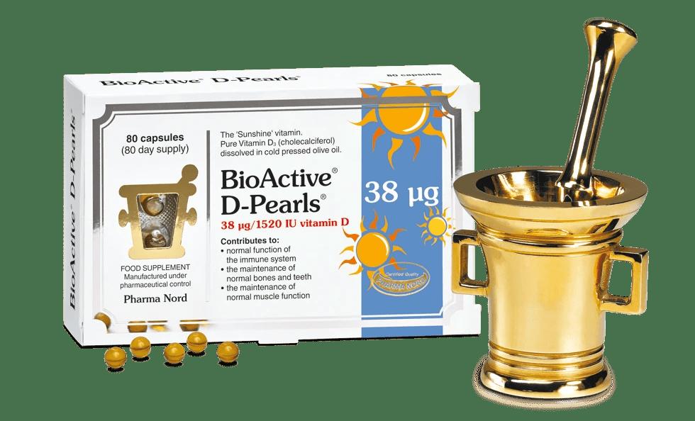 BioActive D-Pearls 38mcg Vitamin D Supplement 80 Capsules Pharma Nord