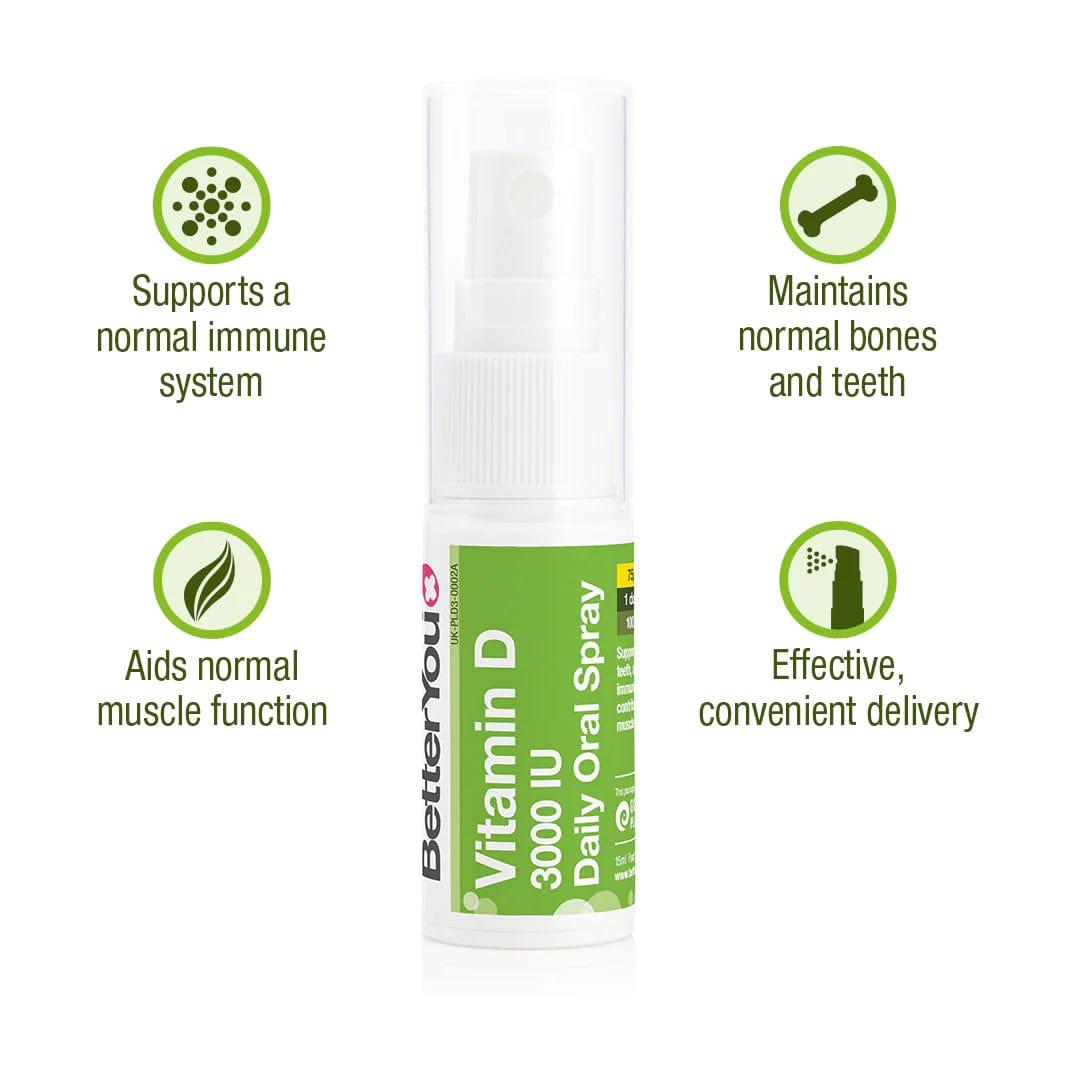 Better You D3000 Vitamin D Oral Spray 15ml - Natural Peppermint Flavor