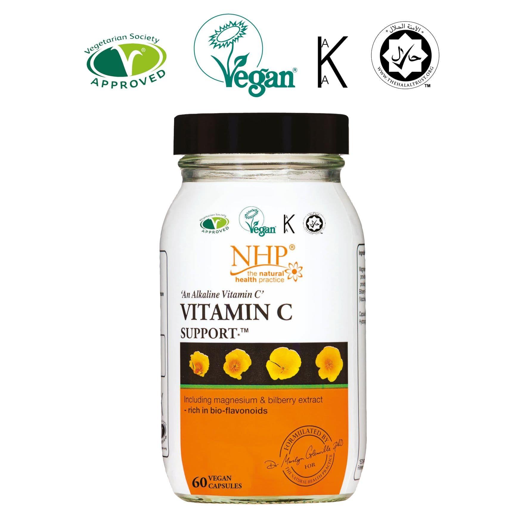 NHP Vitamin C Plus 60 Capsules | Magnesium & Bilberry Extract | Vegetarian Capsules