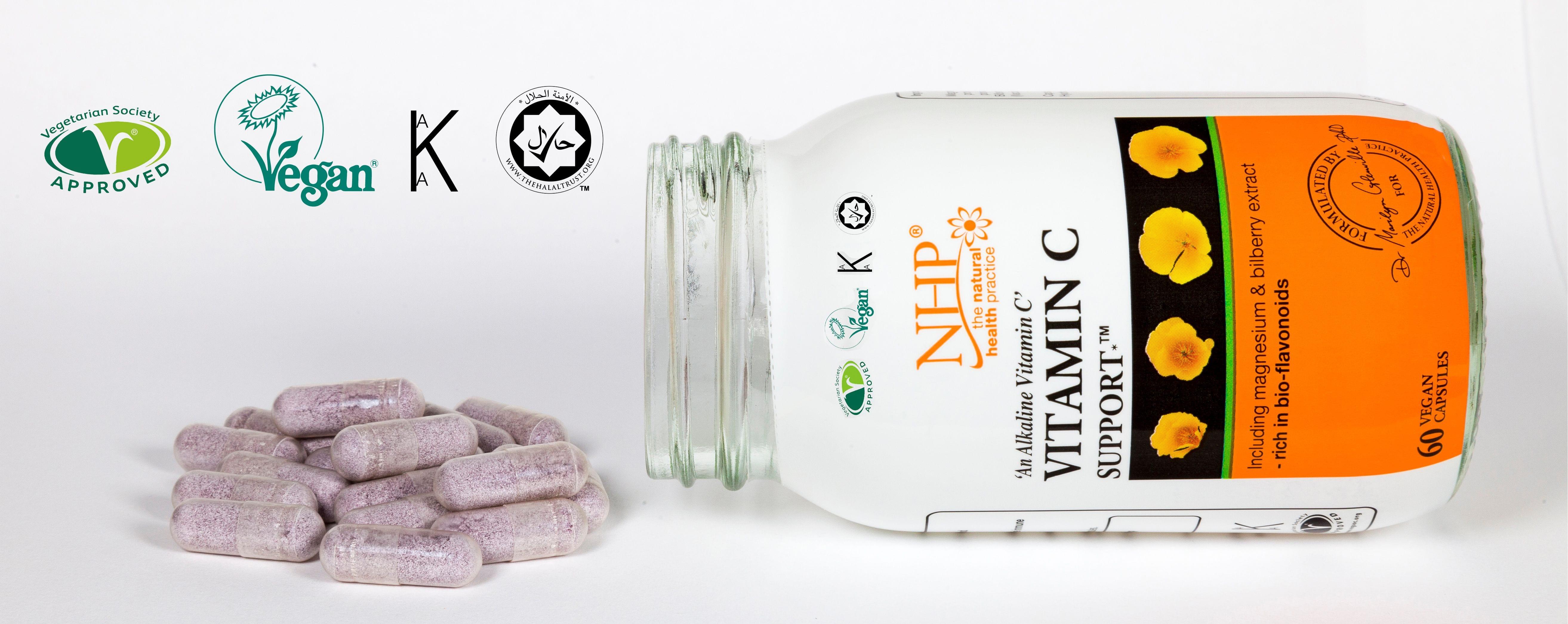 NHP Vitamin C Plus 60 Capsules | Magnesium & Bilberry Extract | Vegetarian Capsules