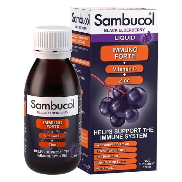 Sambucol Black Elderberry Immuno Forte Liquid 120ml Vitamin C Zinc Immune Support