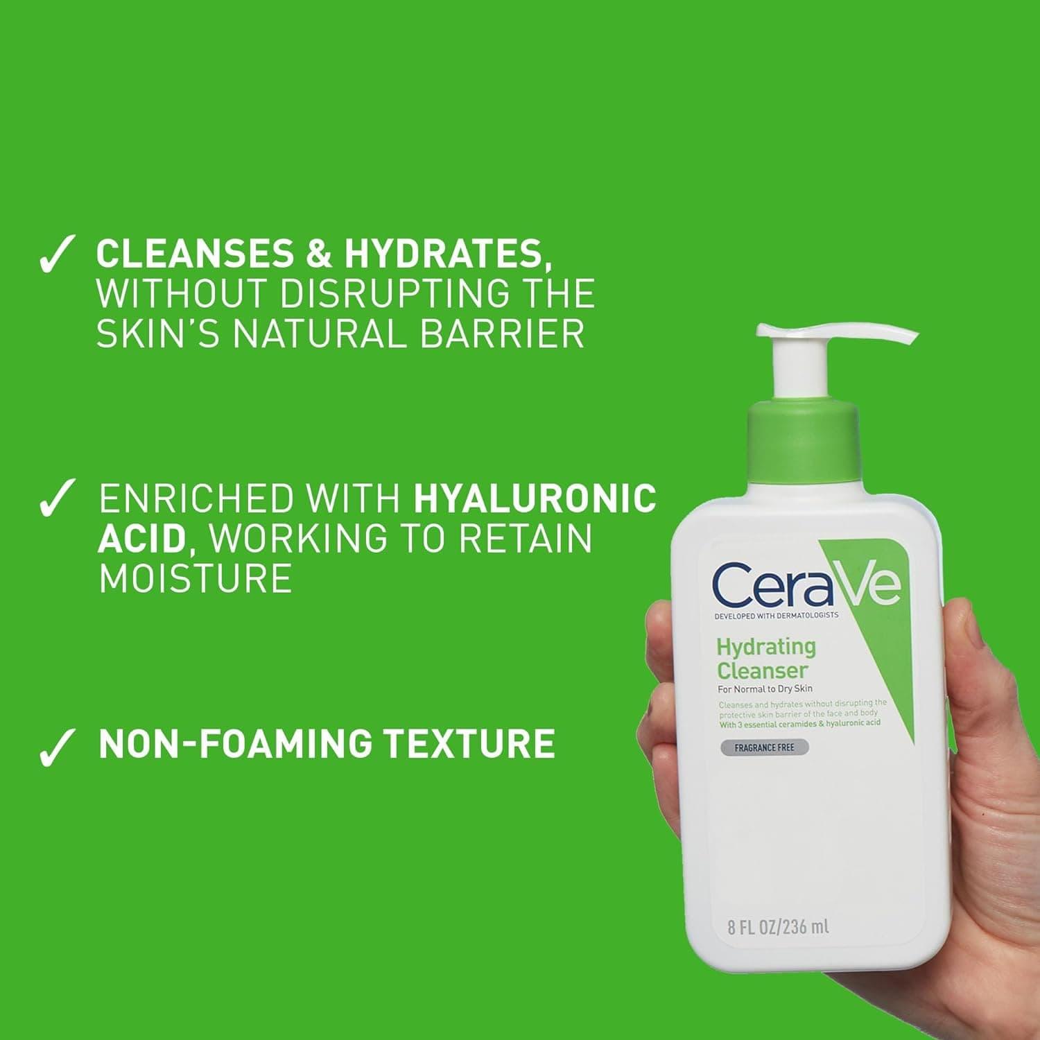 CeraVe Hydrating Cleanser 236ml for Normal to Dry Skin - Fragrance Free, With Ceramides