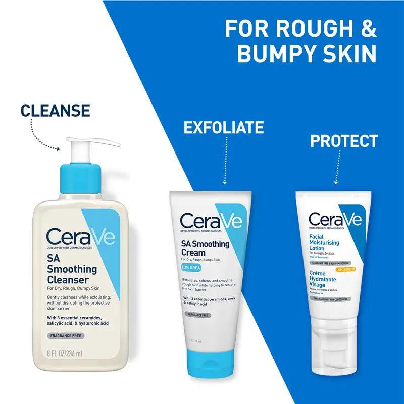 CeraVe SA Smoothing Cleanser for Dry, Rough, Bumpy Skin - 236ml, with Salicylic Acid, Hyaluronic Acid, Ceramides, Exfoliating, Fragrance-free, Non-comedogenic