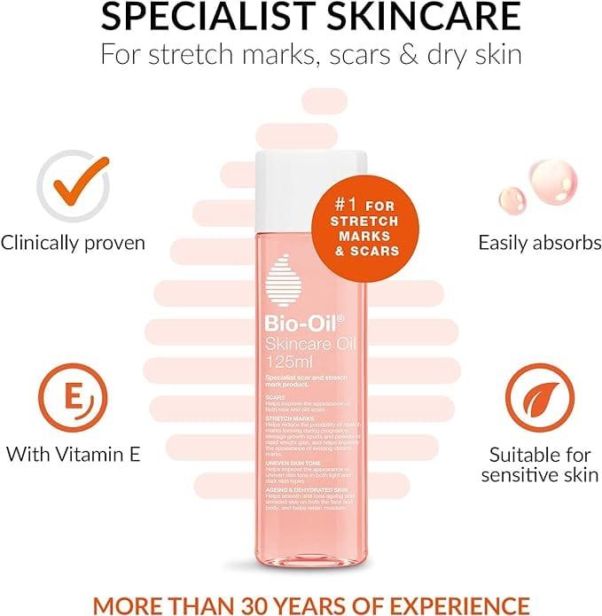 Bio-Oil Skincare Oil 60ml - Improves Scars, Stretch Marks, Uneven Skin Tone, Aging & Dehydrated Skin